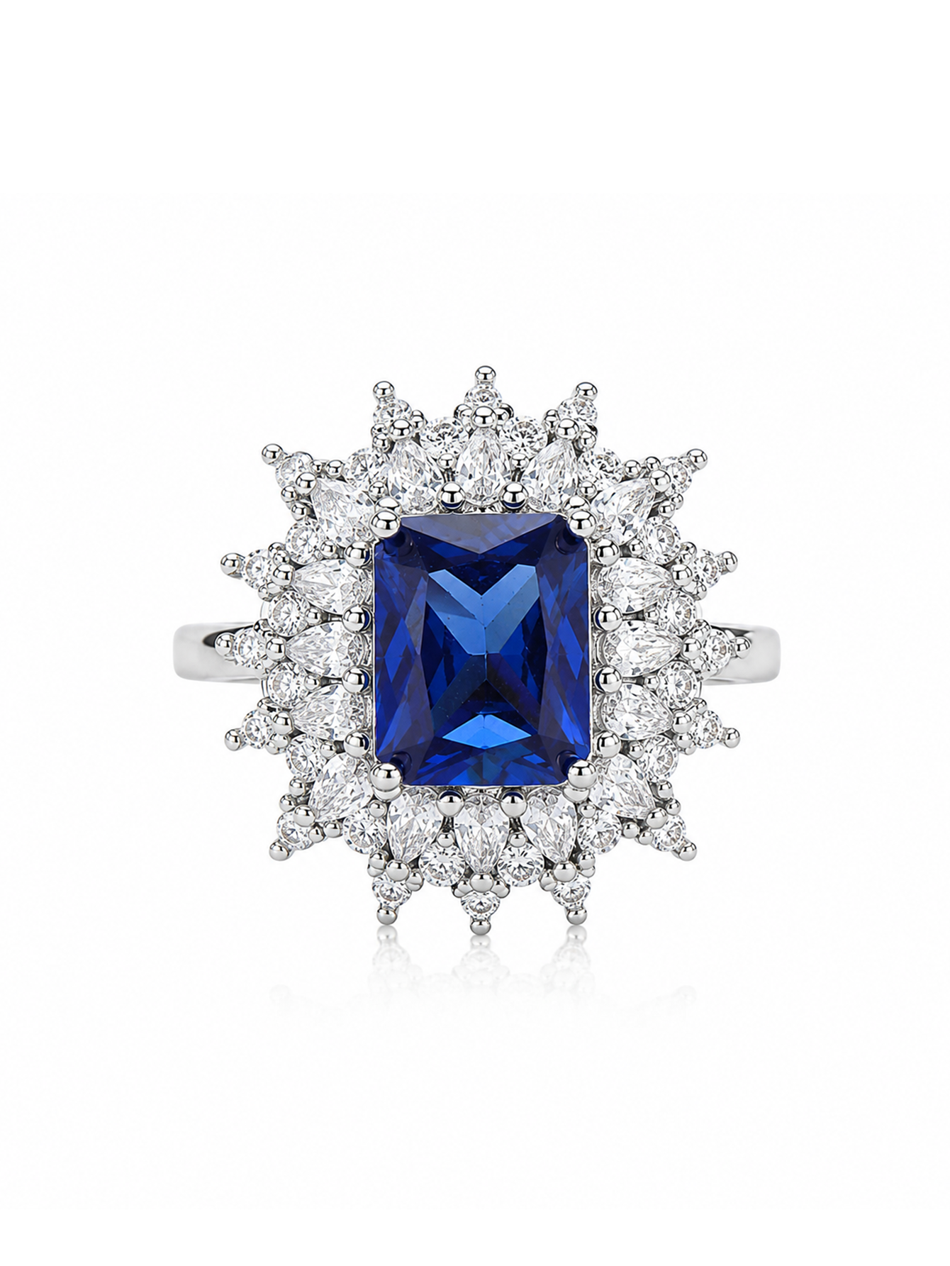 Midnight Bloom Blue Zircon Ring