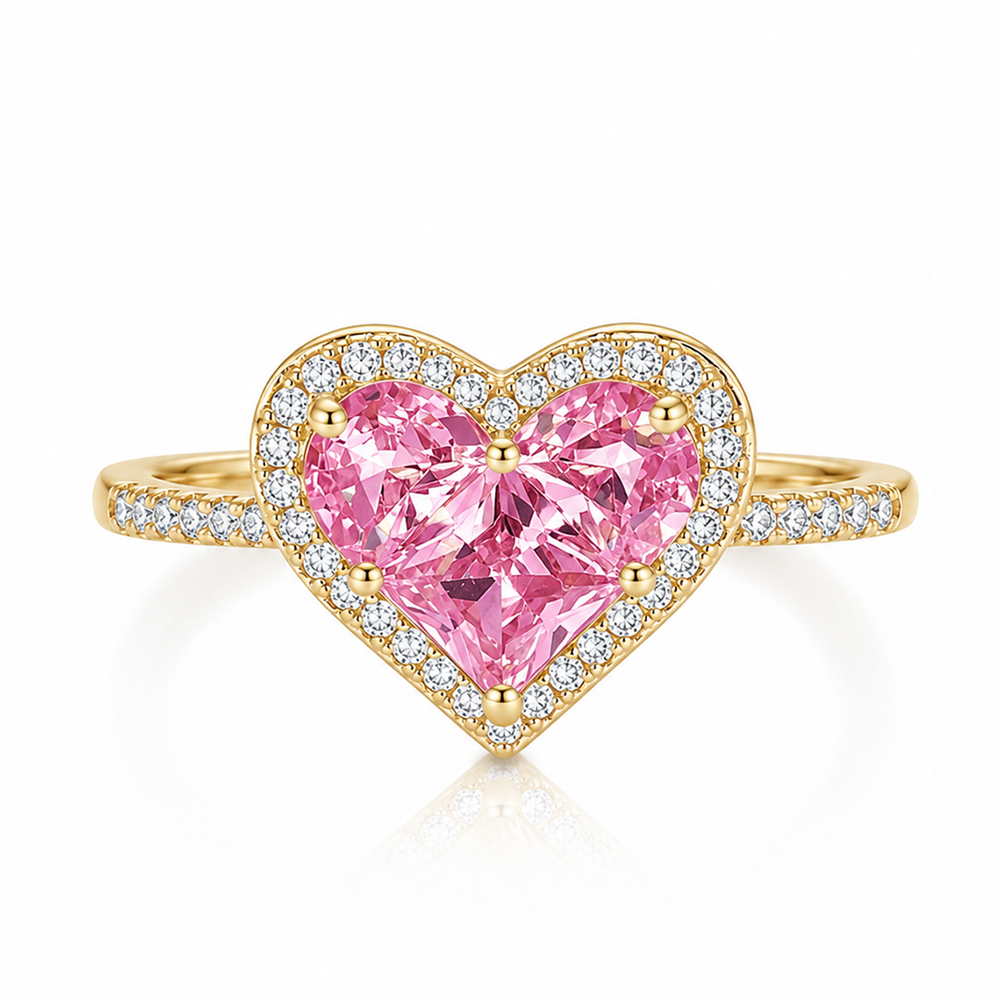 Blush Heart Zircon Halo Ring