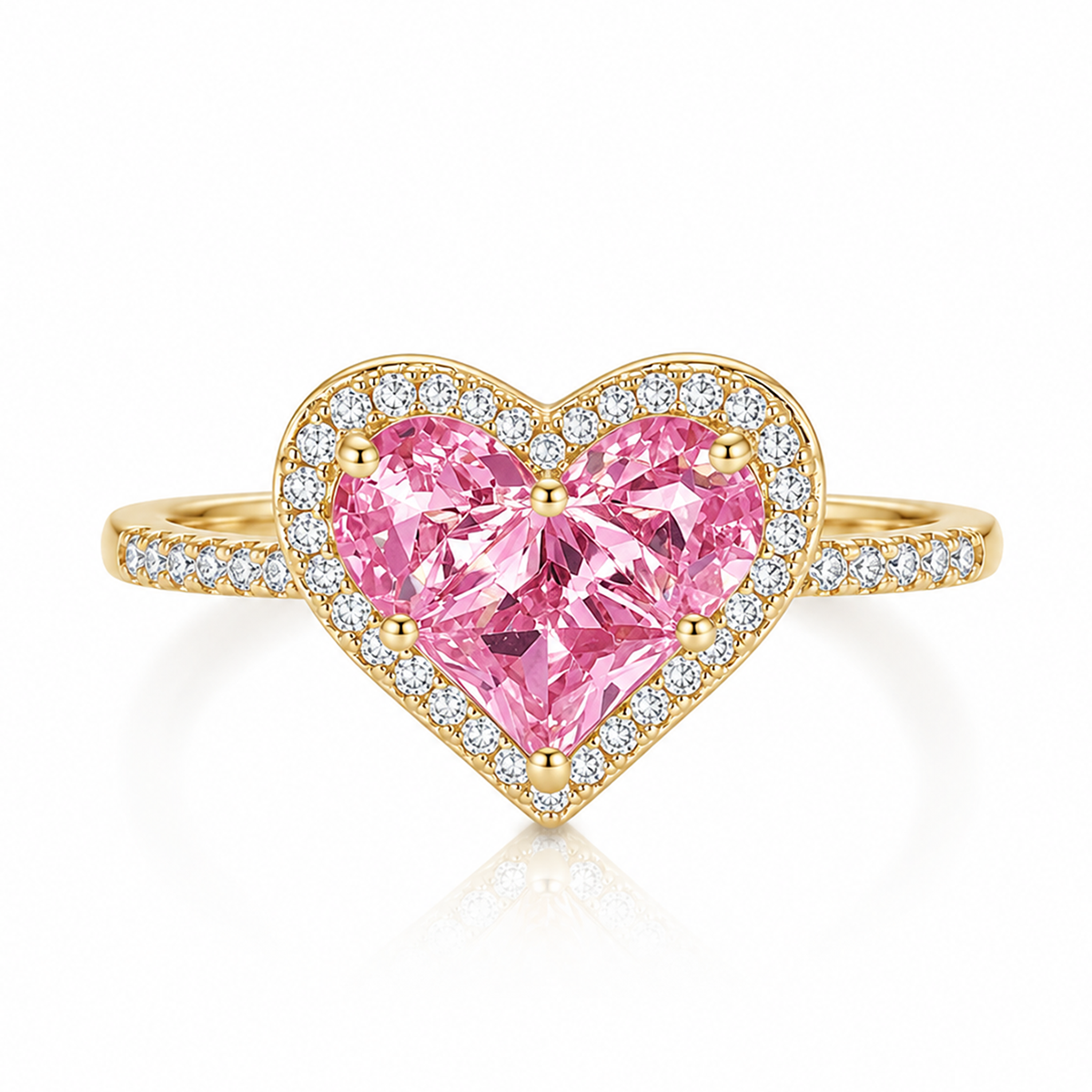 Blush Heart Zircon Halo Ring