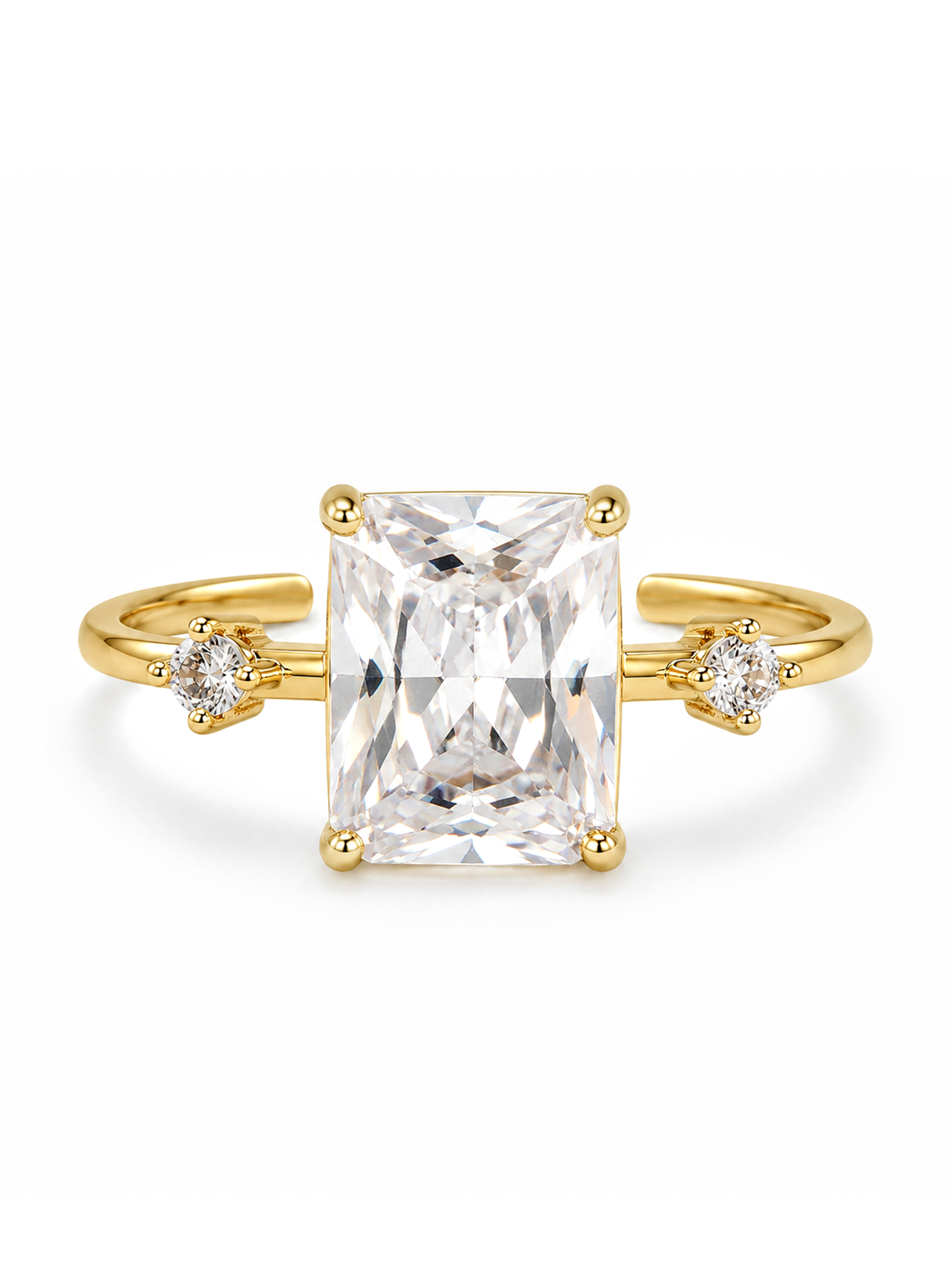 YEVORI Radiant Square Crystal Adjustable Ring