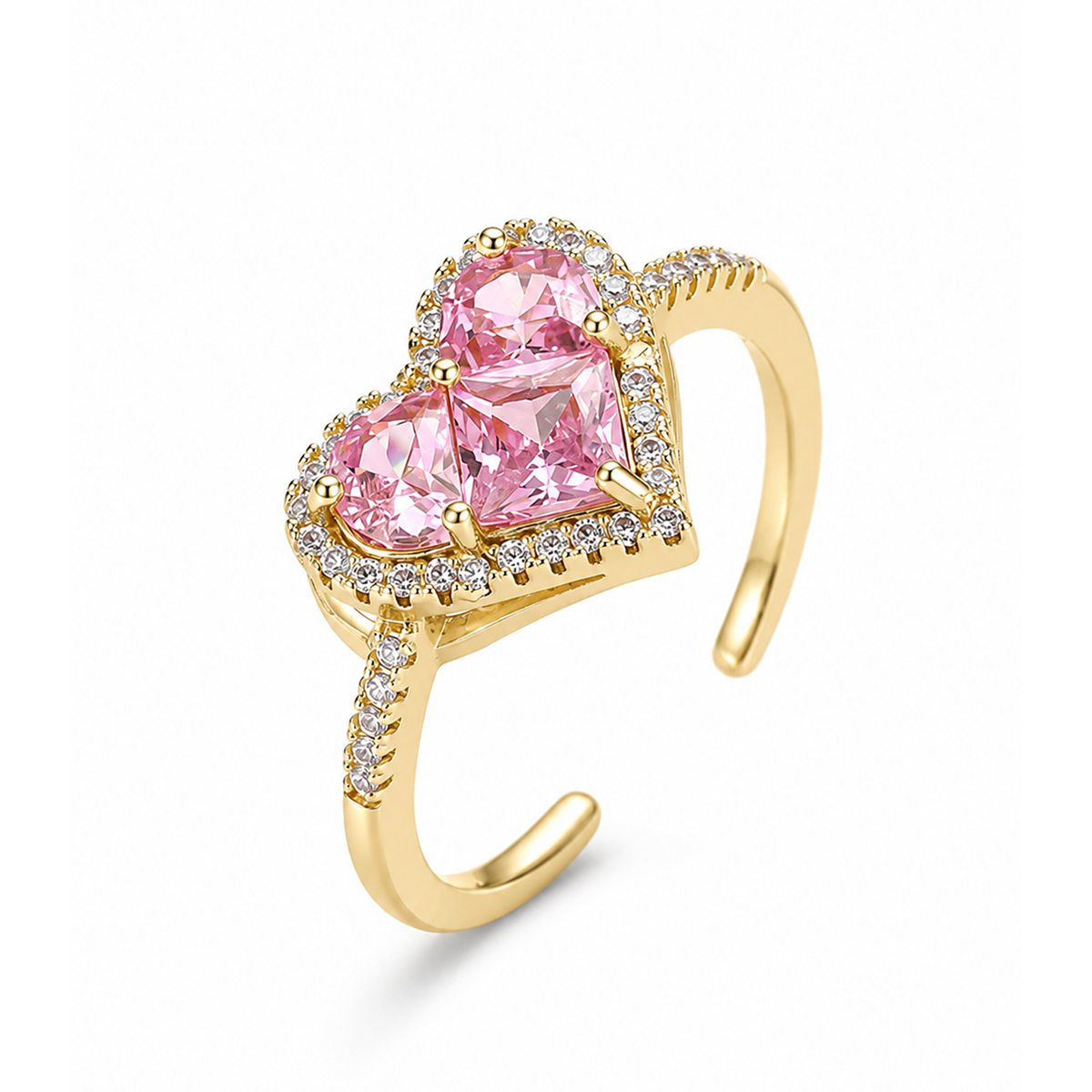 Blush Heart Zircon Halo Ring