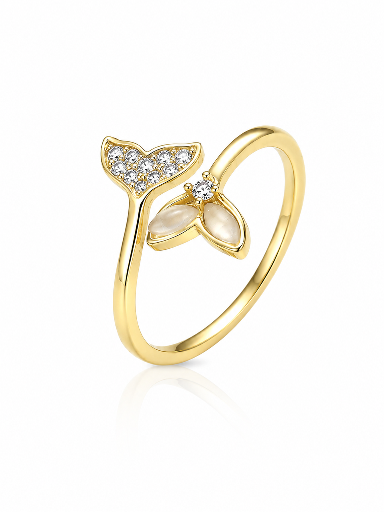 YEVORI Shimmering Mermaid Tail Zircon Adjustable Ring