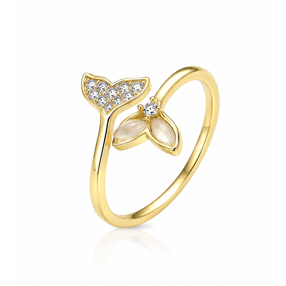 Golden Mermaid Tail Zircon Ring