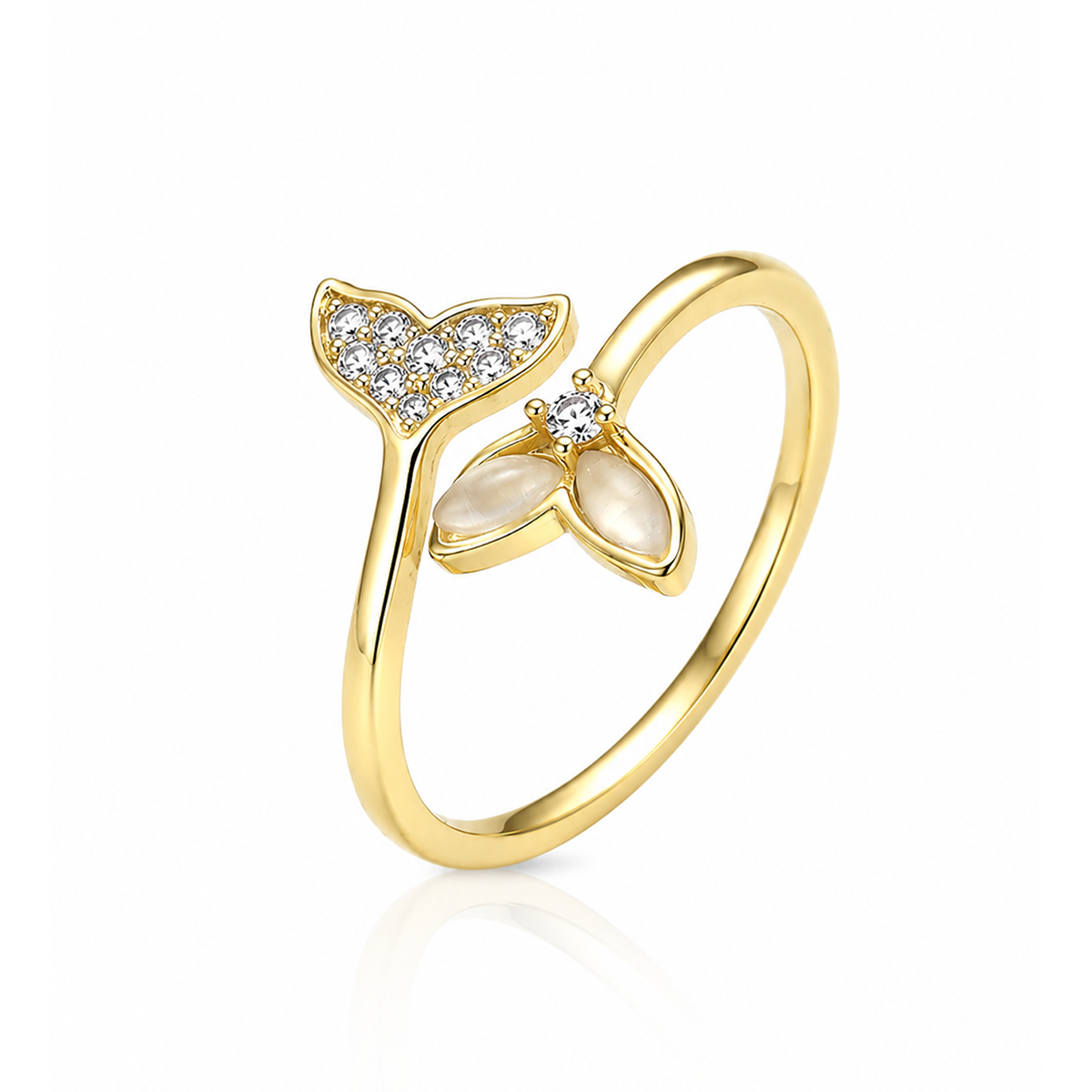 Golden Mermaid Tail Zircon Ring