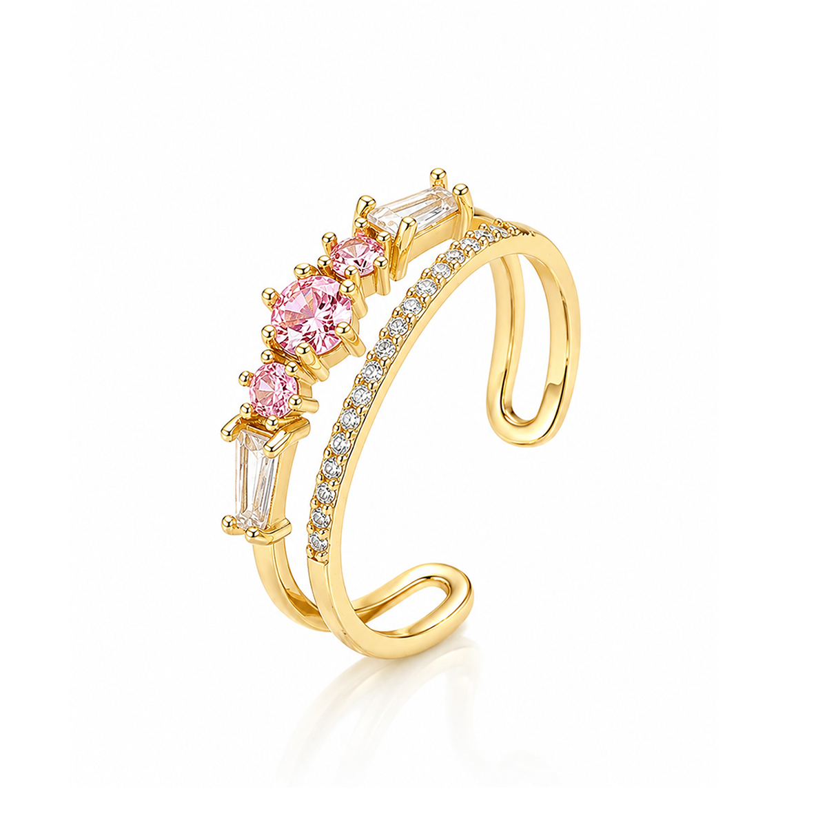 Blush Cascade Zircon Double-Band Cuff Bracelet