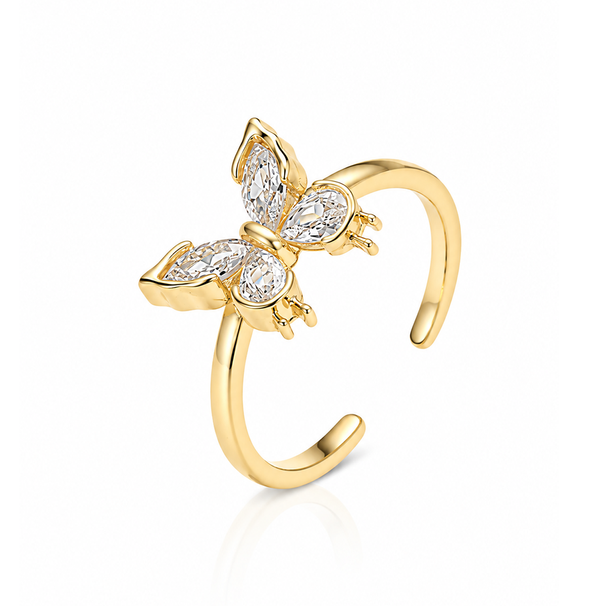 Golden Butterfly Marquise Zircon Ring