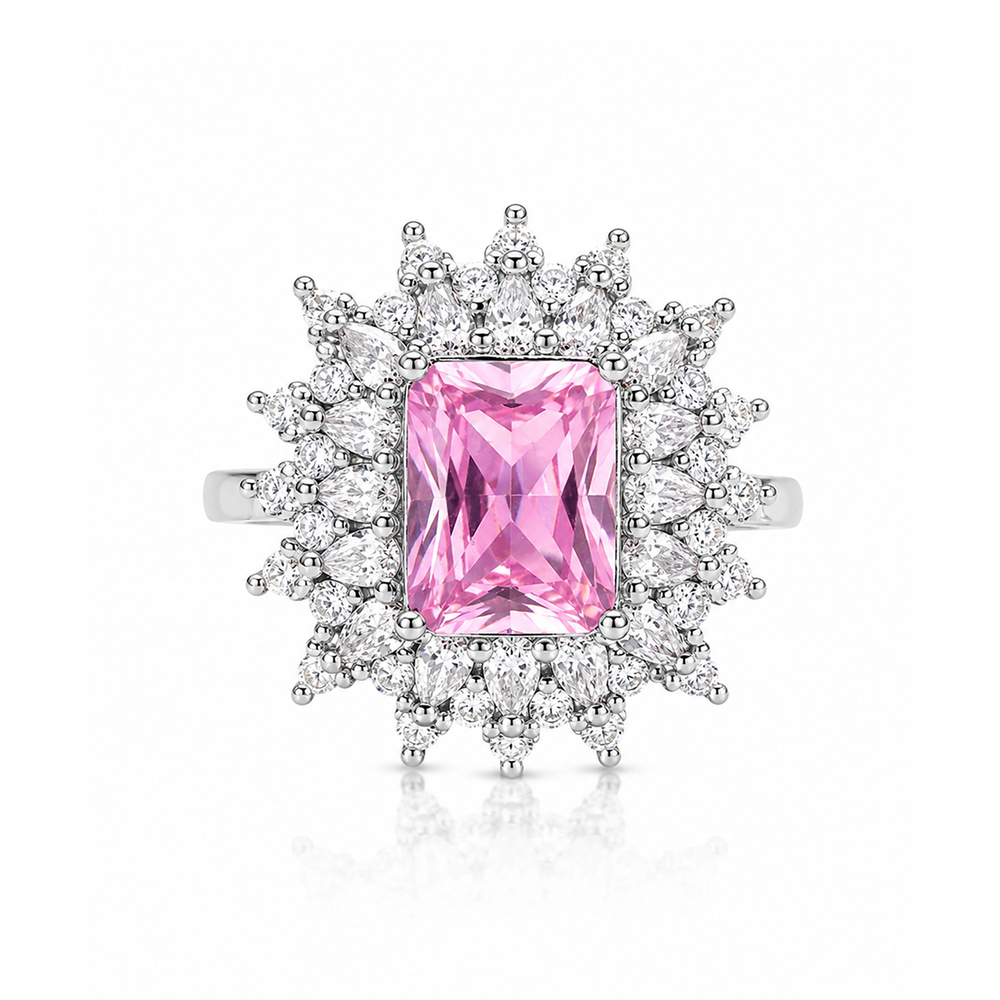 Pink Radiance Zircon Halo Ring
