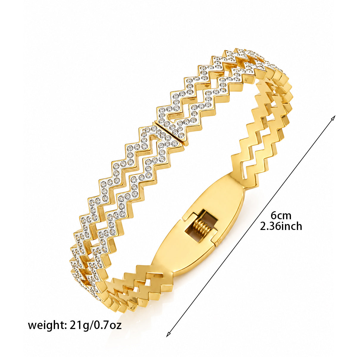 Golden Chevron Zircon Bangle