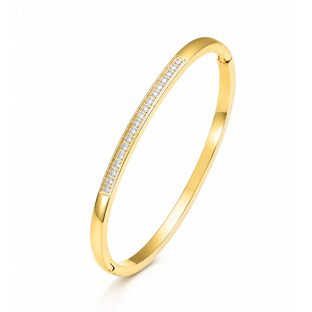 Golden Starlight Zircon bangle bracelet in gold on a white background