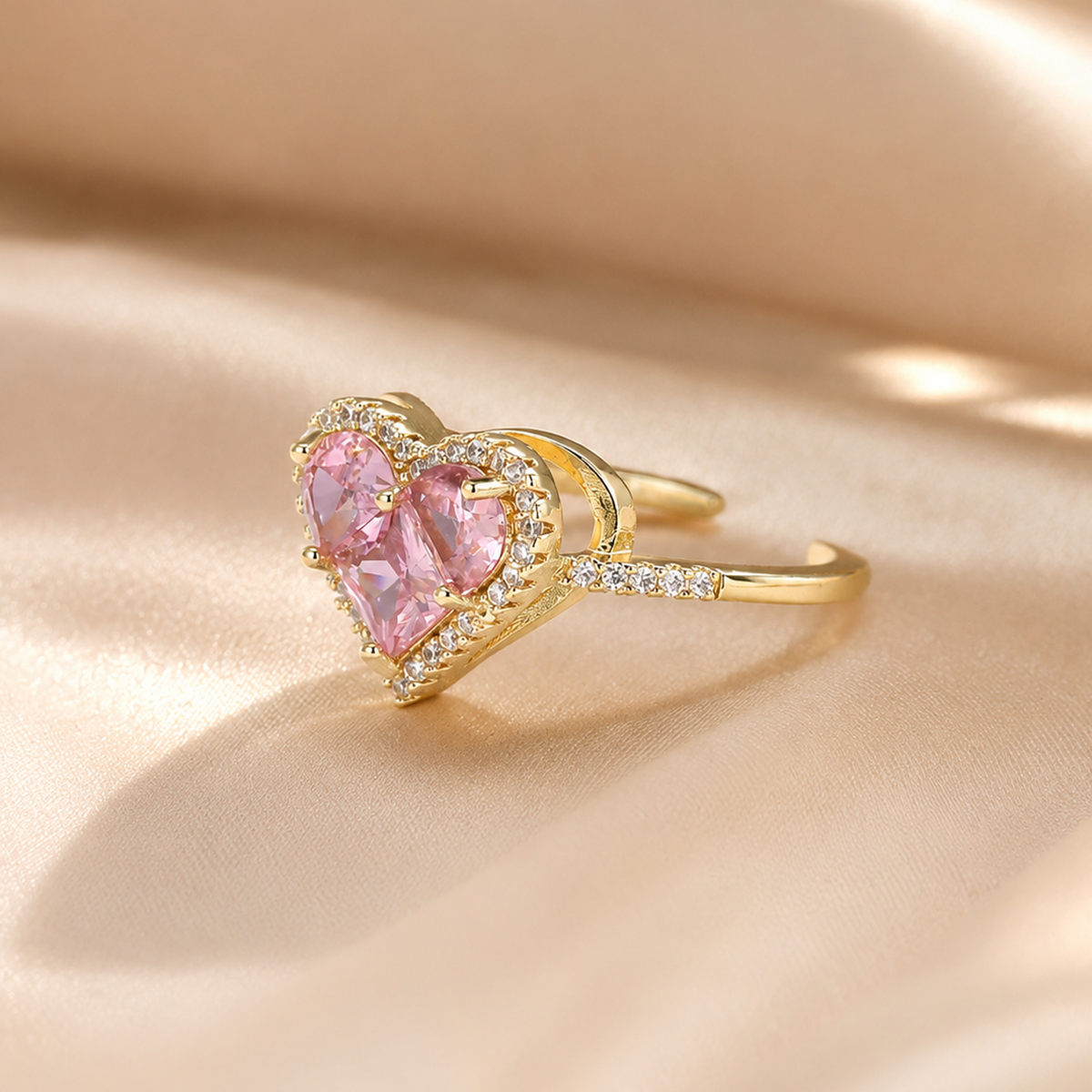 Blush Heart Zircon Halo Ring