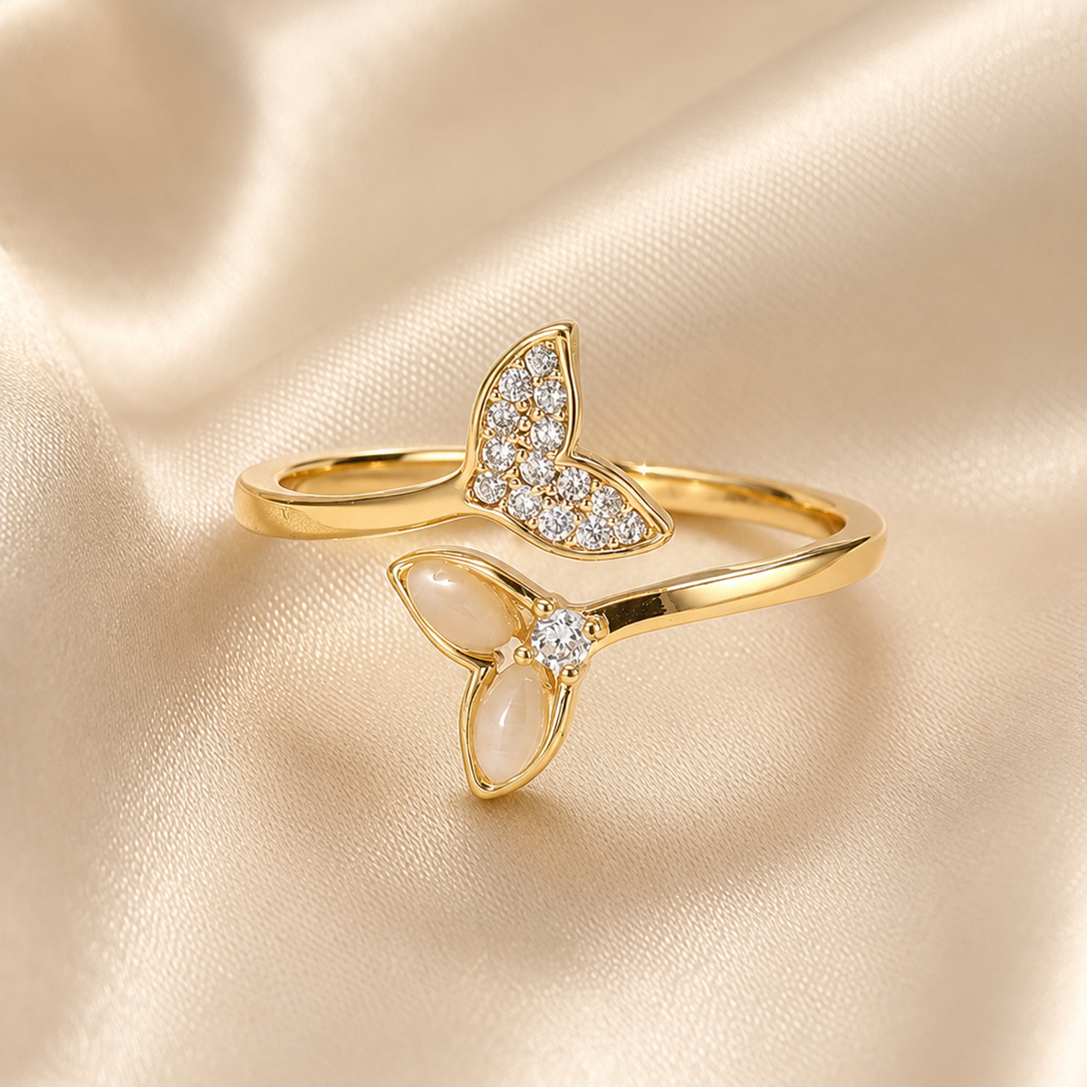 Golden Mermaid Tail Zircon Ring