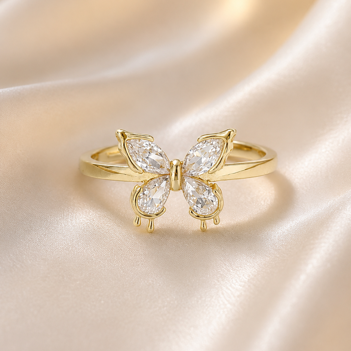 Golden Butterfly Marquise Zircon Ring