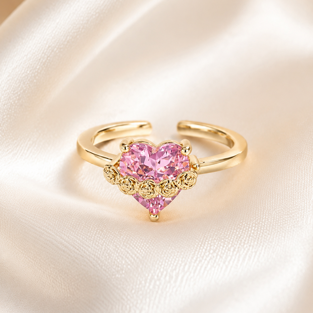 Pink Roseheart Zircon Ring