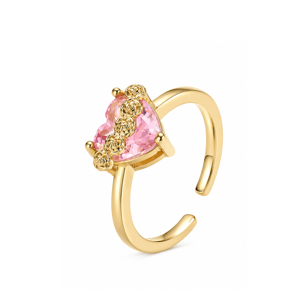 Pink Roseheart Zircon Open Ring