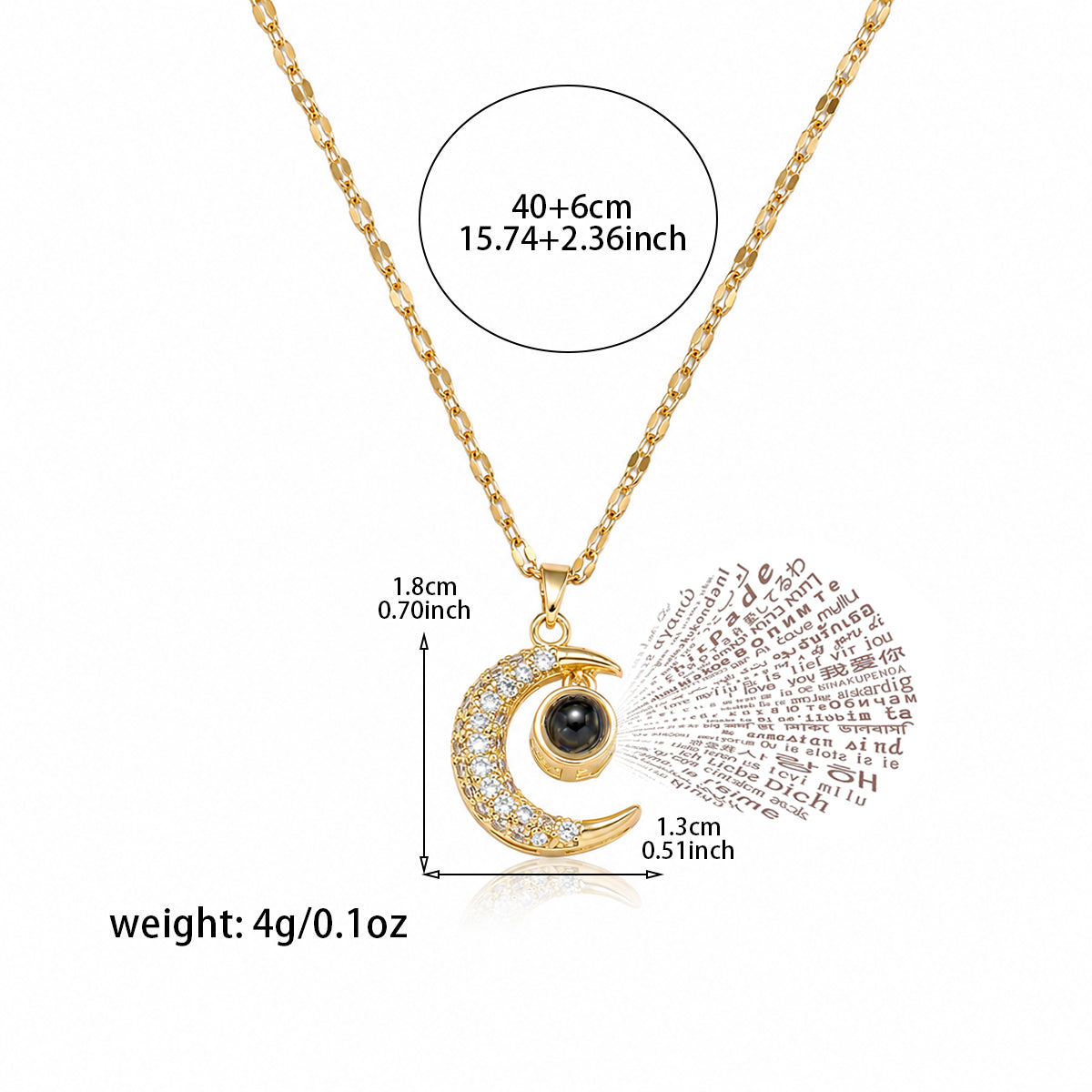Moonlit Secret 100 Languages Projection Necklace