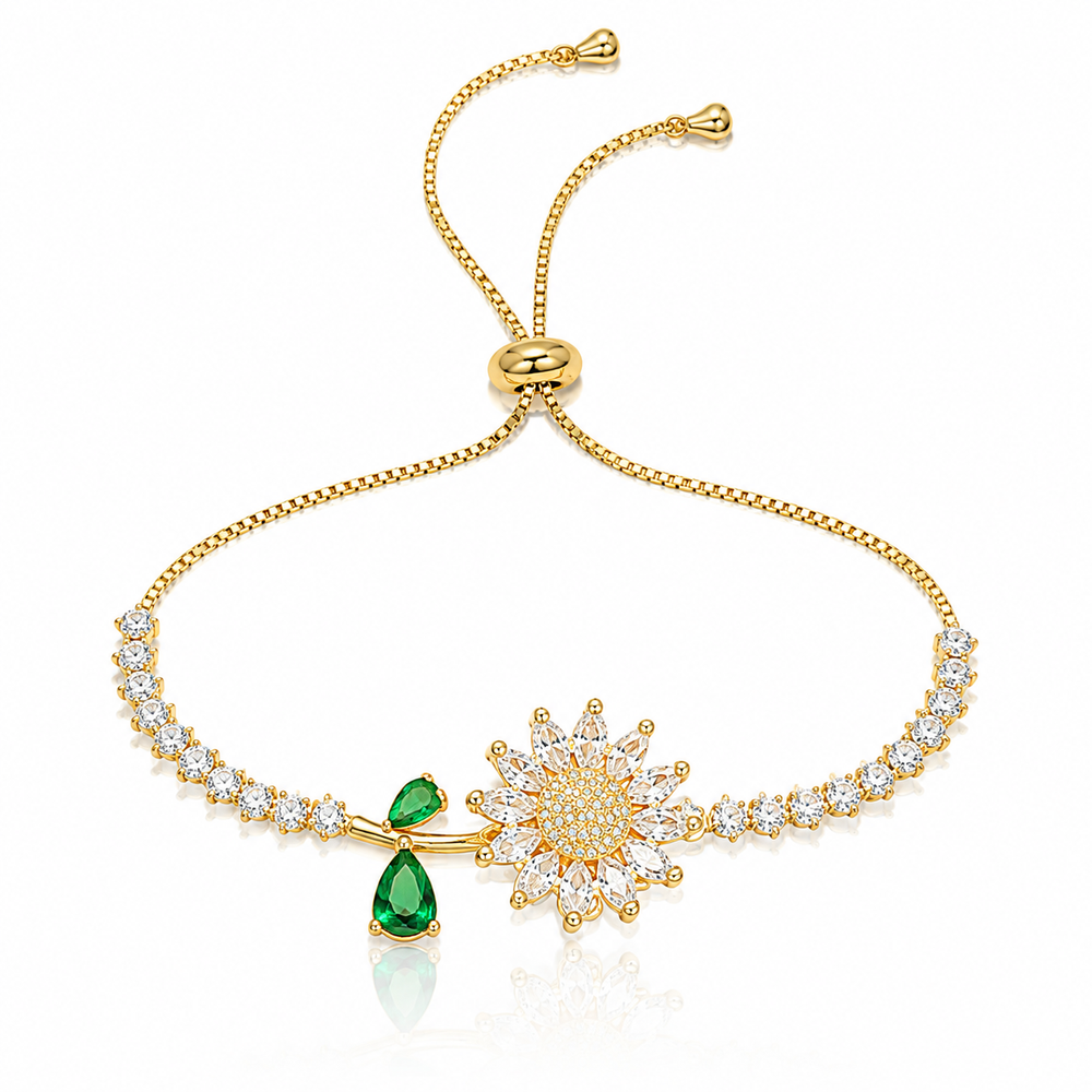 Golden Bloom Rotating Sunflower Adjustable Bracelet