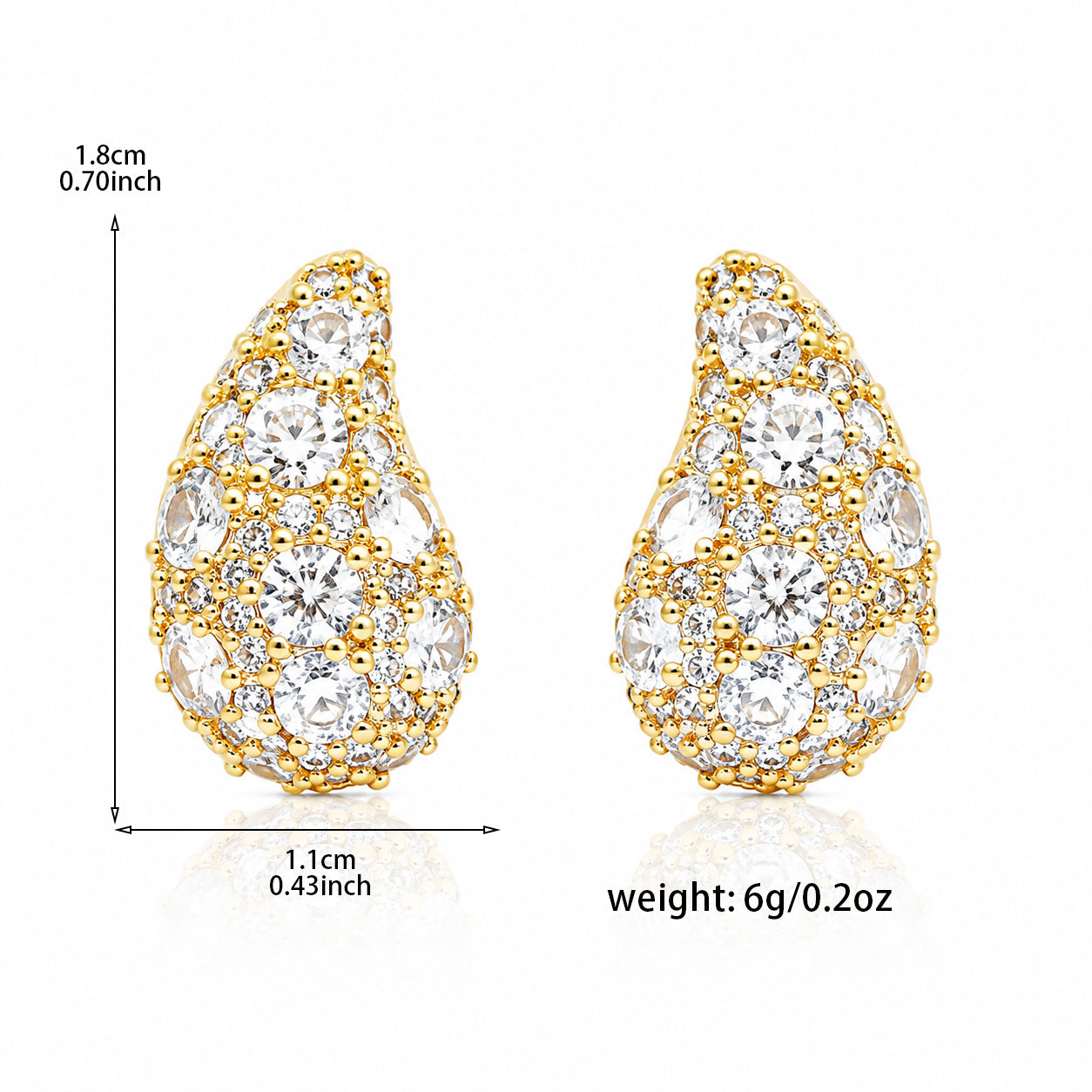 Radiant Drop Cubic Zirconia Stud Earrings