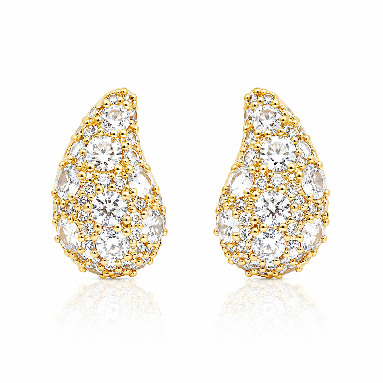 Radiant Drop Cubic Zirconia Stud Earrings