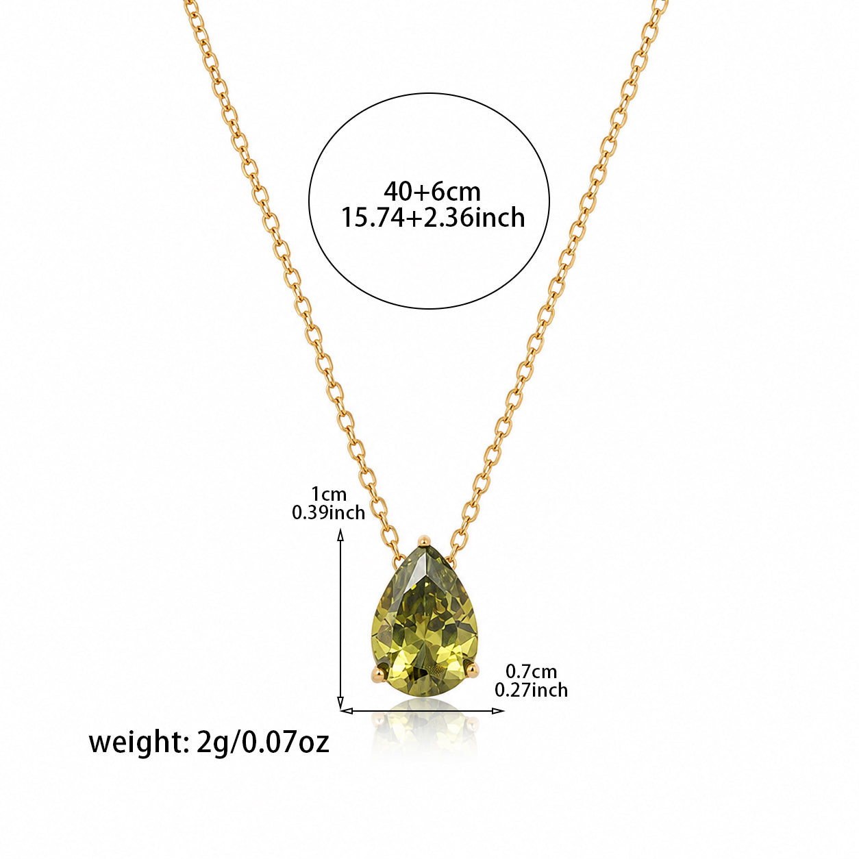 Olive Glow Teardrop Cubic Zirconia Necklace