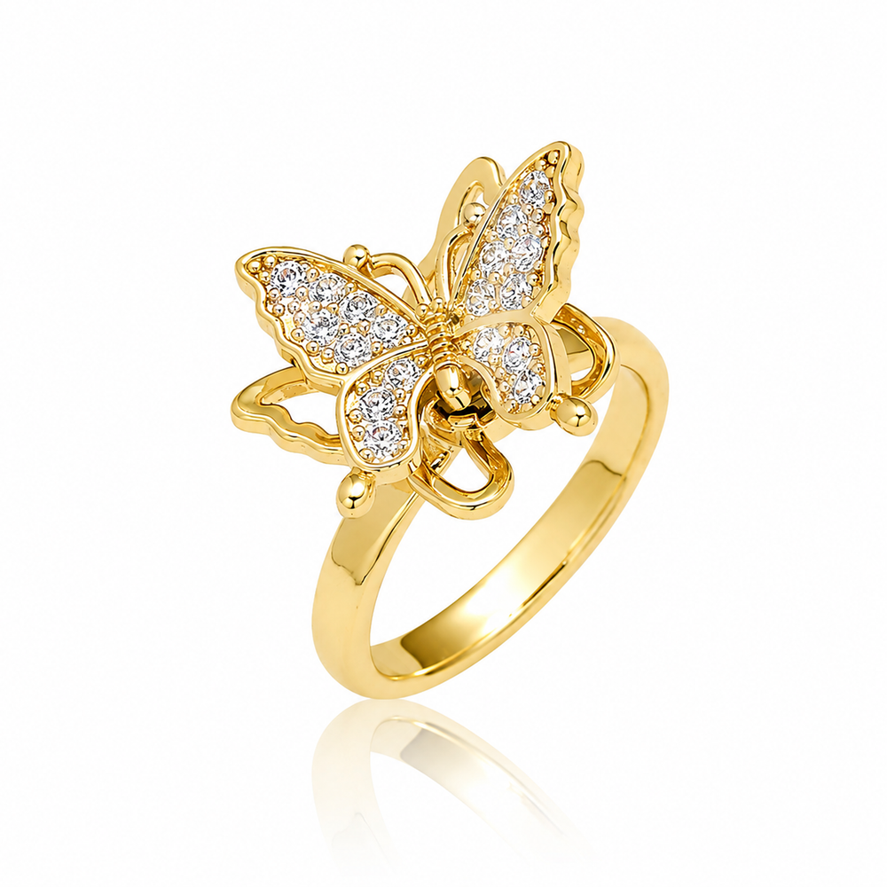 Rotating Butterfly Zircon Ring