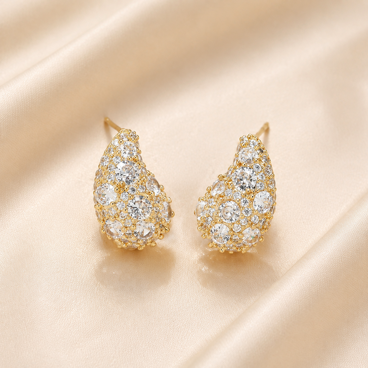 Radiant Drop Cubic Zirconia Stud Earrings