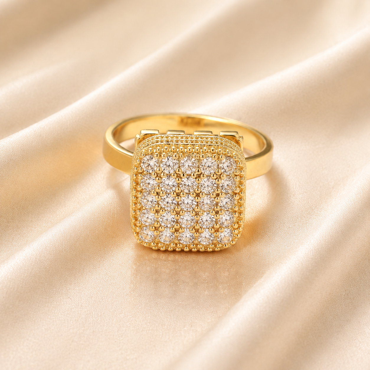 Radiant Square Rotating Cubic Zirconia Ring