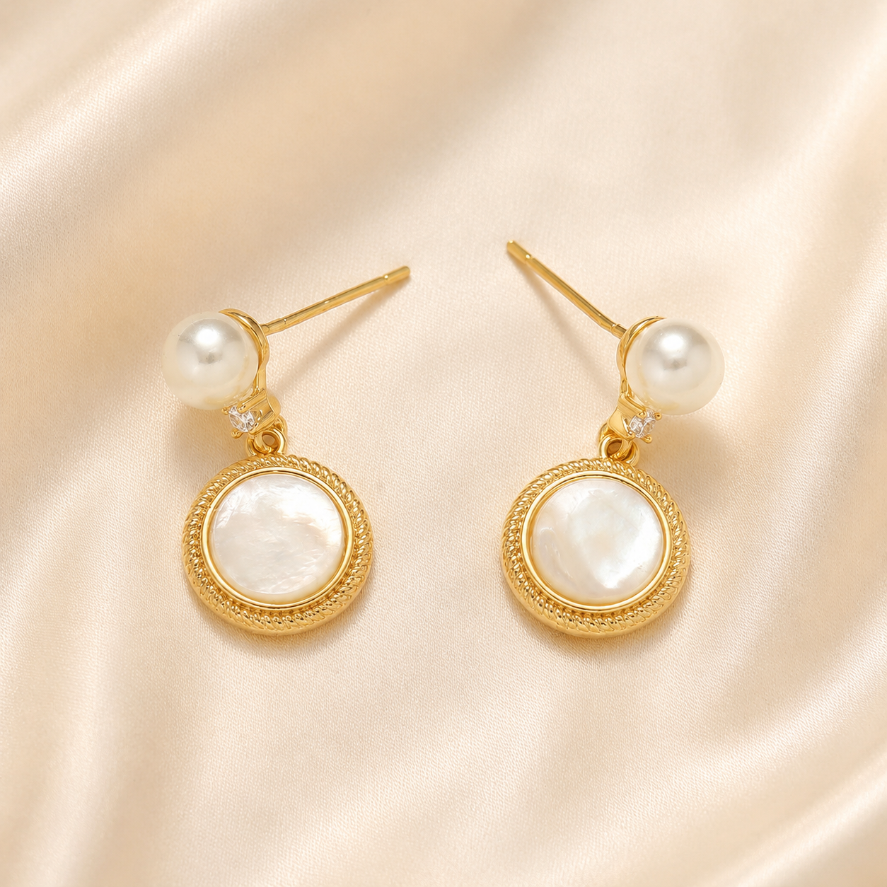 Luminous Genuine Pearl Medallion Drop Earrings
