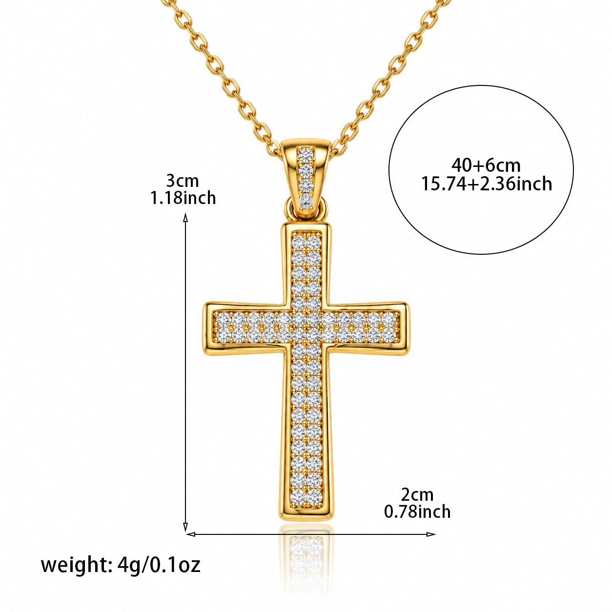 Faithlight Cubic Zirconia Cross Necklace