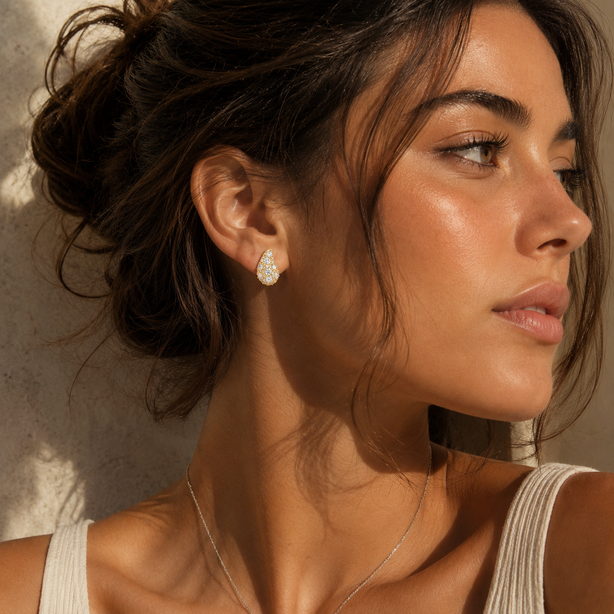 Radiant Drop Cubic Zirconia Stud Earrings