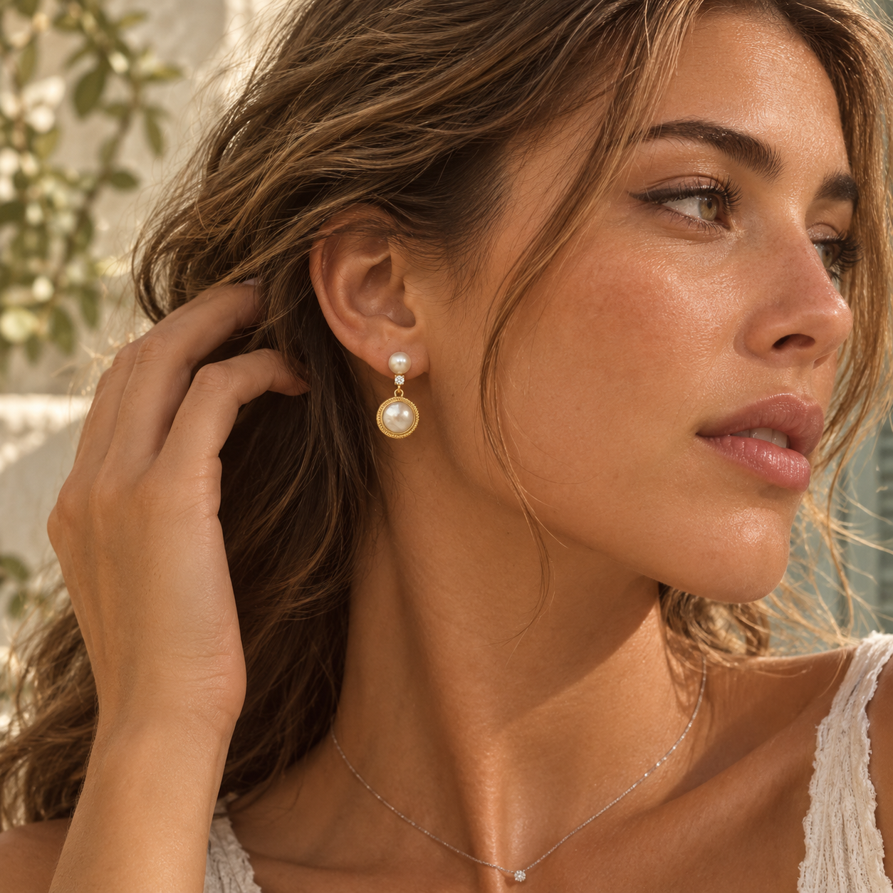 Luminous Genuine Pearl Medallion Drop Earrings